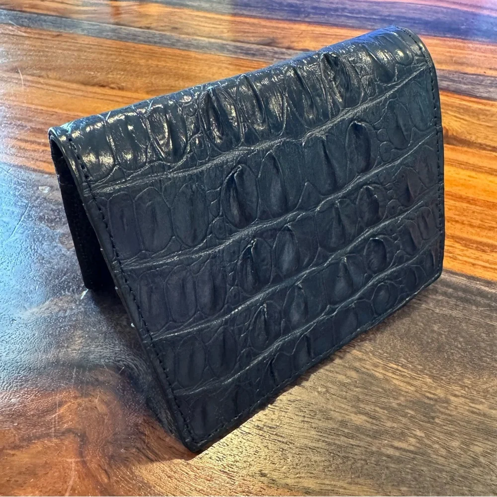 Genuine Croc Leather Wallet Dark Cobalt Color